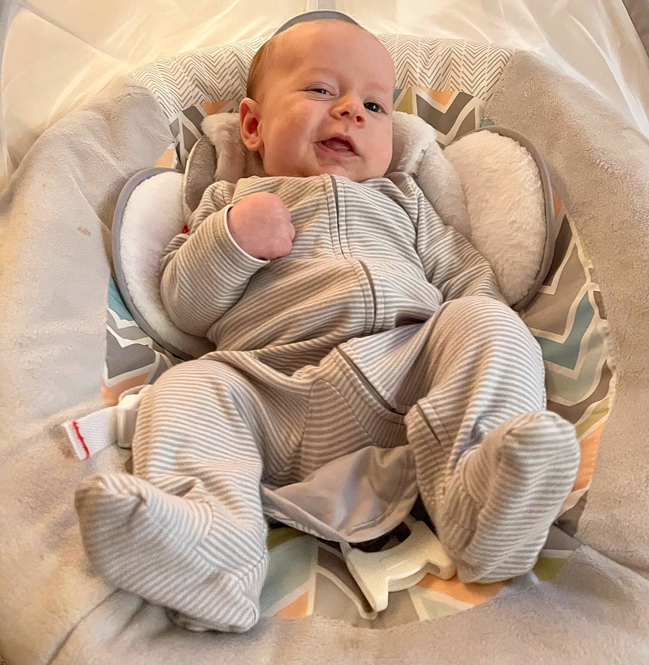 Jase joined the competition — help win amazing prizes! baby, baby_carriage, baby_in_car_seat, baby_products, baby_safety, baby_sleeping, baby_toddler_clothing, car_seat, chair, child, comfort, face, hat, helmet, lap, leg, linens, person, sitting, skin