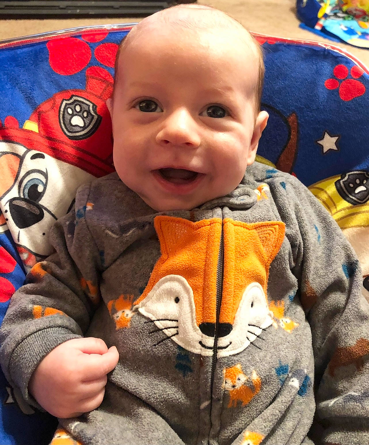 Jase joined the competition — help win amazing prizes! baby, baby_products, baby_toddler_clothing, cheek, child, cool, fun, happy, iris, mouth, nose, orange, outerwear, person, personal_protective_equipment, skin, sleeve, smile, textile, toddler