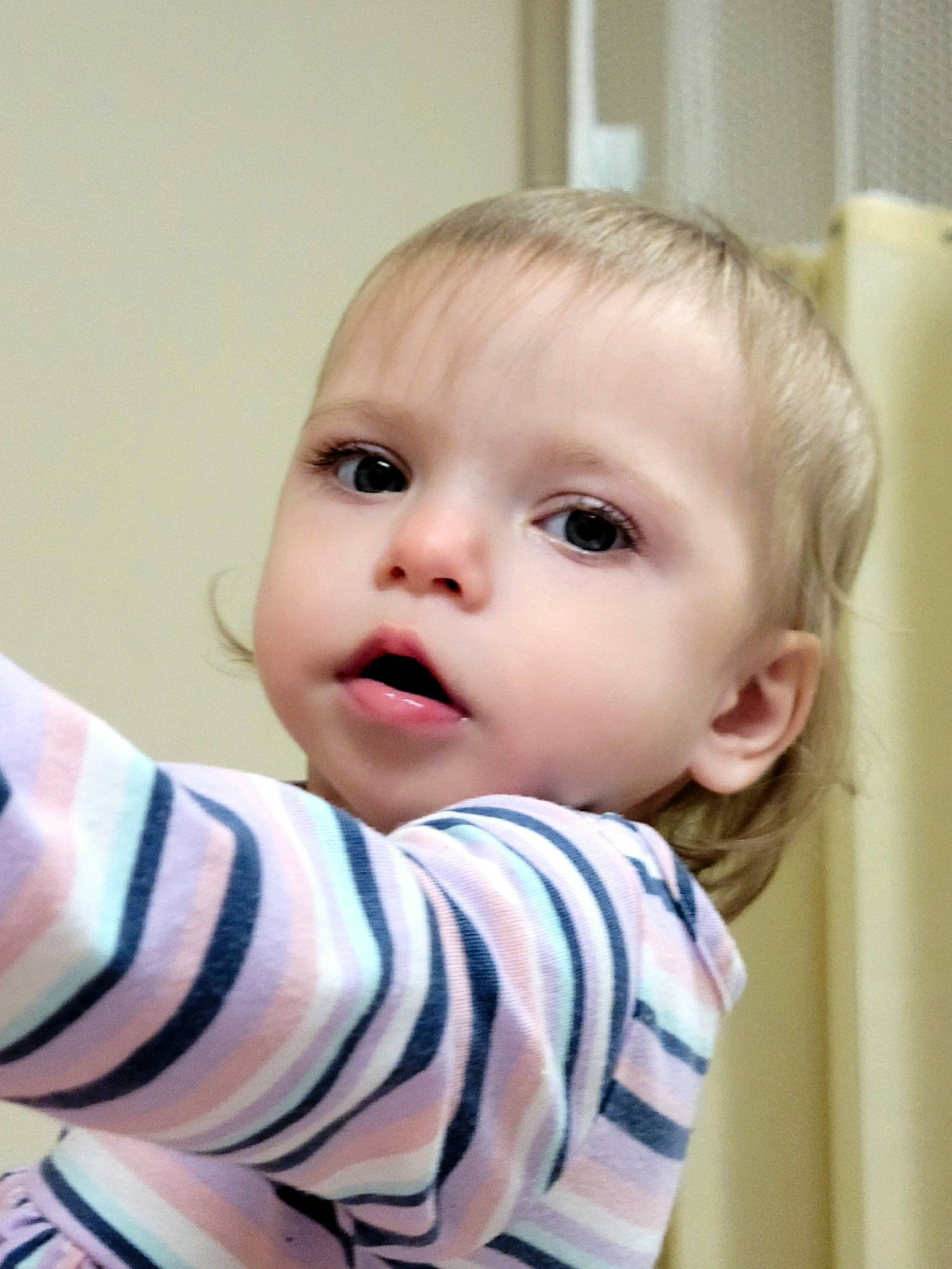 Jamie joined the competition — help win amazing prizes! baby, baby_toddler_clothing, cheek, child, collar, comfort, eyelash, face, happy, person, portrait_photography, room, sitting, skin, sleeve, smile, t_shirt, toddler, wood