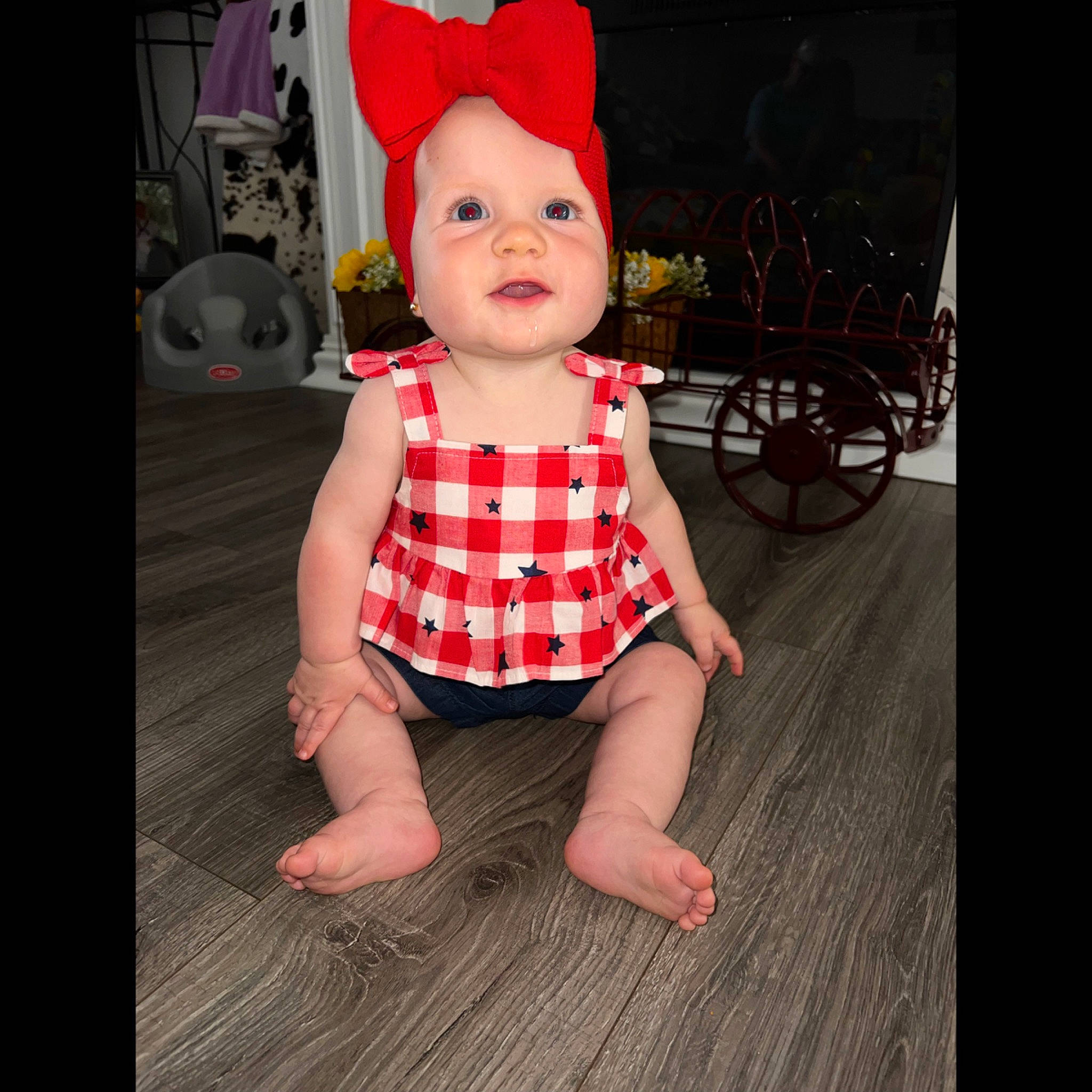 Saydie joined the competition — help win amazing prizes! baby, baby_toddler_clothing, carmine, child, costume_hat, eye, flooring, fun, happy, hardwood, headwear, human_body, magenta, pattern, person, pink, sleeve, t_shirt, tire, toddler