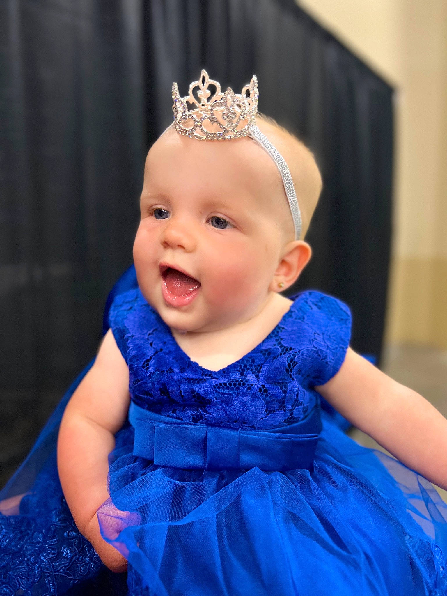 Saydie is registered to the contest to win money with this photo: baby, baby_toddler_clothing, child, clothing, day_dress, electric_blue, embellishment, facial_expression, flash_photography, happy, hat, headband, headgear, headpiece, jewellery, one_piece_garment, person, pink, purple, sleeve