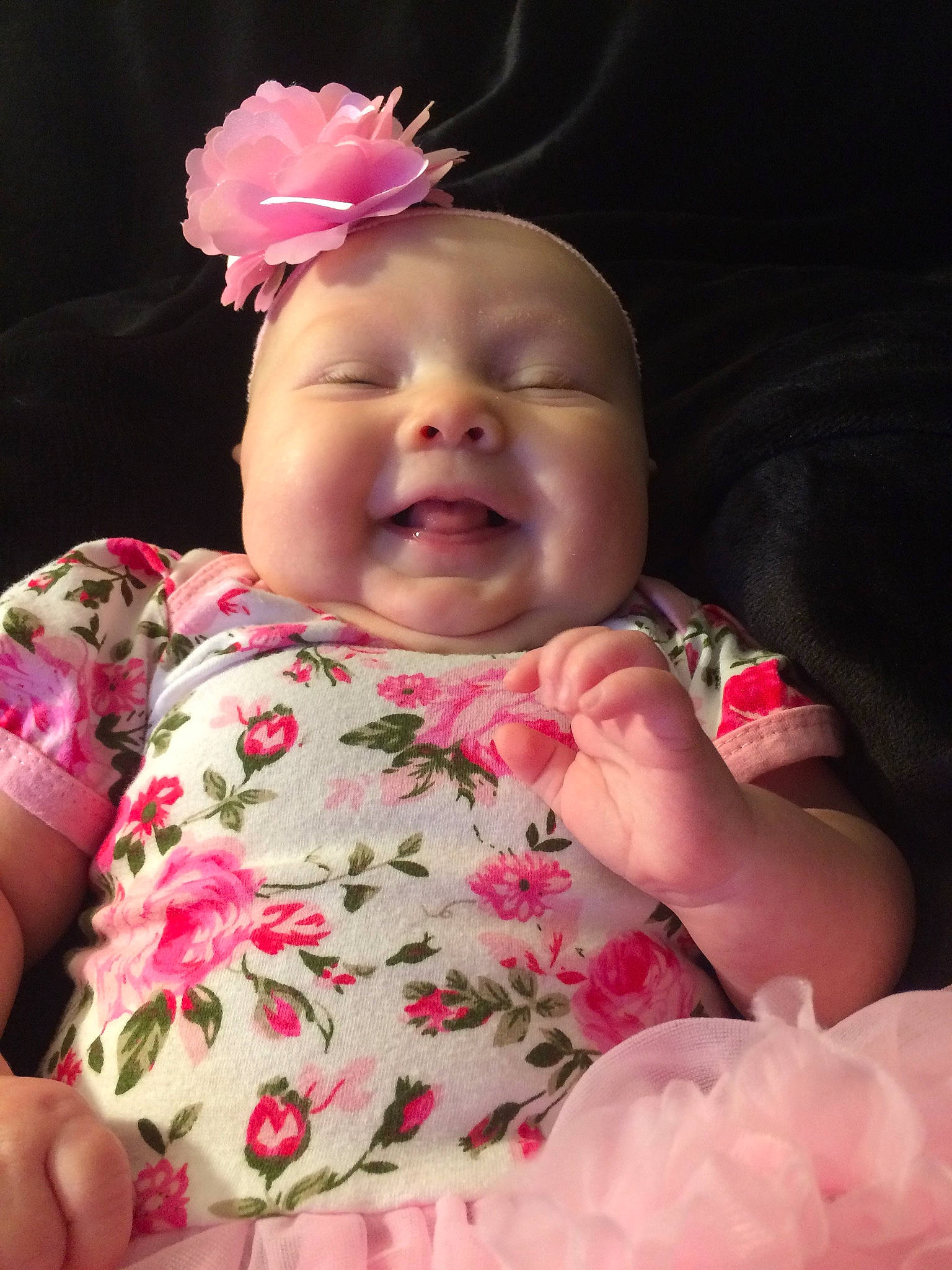 Stevie joined the competition — help win amazing prizes! baby, cheek, child, face, flower, hair_accessory, head, lip, mouth, nose, person, pink, plant, skin, smile, toddler