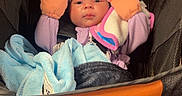 Auriella joined the competition — help win amazing prizes! baby, blanket, bundle, child, clothing, colorful, comfort, cozy, cute, headband, indoor, infant, mittens, person, portrait, rest, seat, soft, stroller, warm