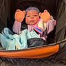 baby, blanket, bundle, child, clothing, colorful, comfort, cozy, cute, headband, indoor, infant, mittens, person, portrait, rest, seat, soft, stroller, warm