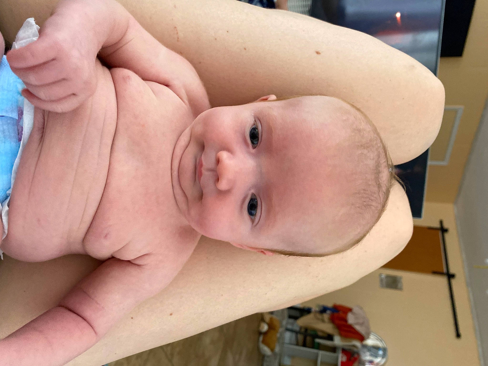 Brylee is registered to the contest to win money with this photo: baby, cheek, chest, ear, eye, eyebrow, finger, gesture, hair, happy, human_body, iris, lip, mouth, neck, nose, person, skin, smile, stomach