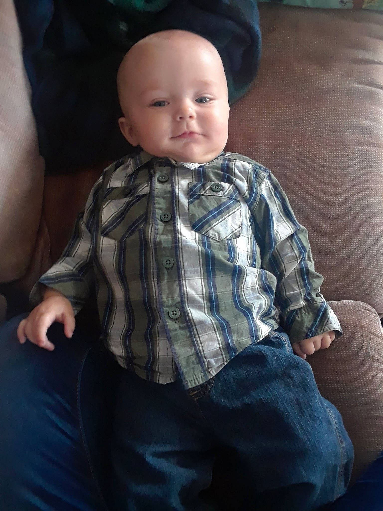 Hunter joined the competition — help win amazing prizes! baby, cheek, child, head, headgear, pattern, person, sitting, toddler