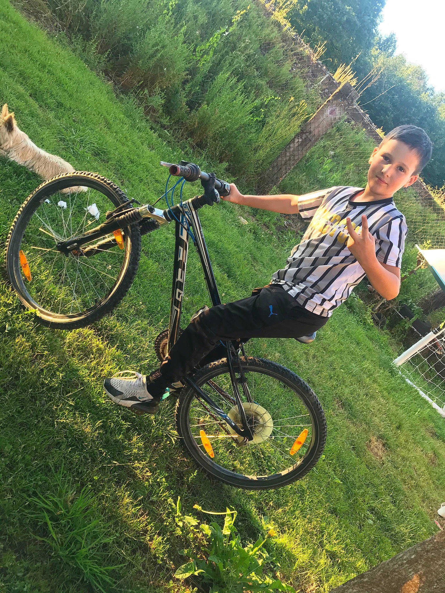 Kylian a rejoint le concours — aidez-le/la à gagner de superbes lots ! bicycle, bicycle_fork, bicycle_frame, bicycle_handlebar, bicycle_part, bicycle_saddle, bicycle_stem, bicycle_tire, bicycle_wheel, bicycles_equipment_and_supplies, crankset, groupset, hub_gear, land_vehicle, person, plant, sports_equipment, tire, tree, vehicle