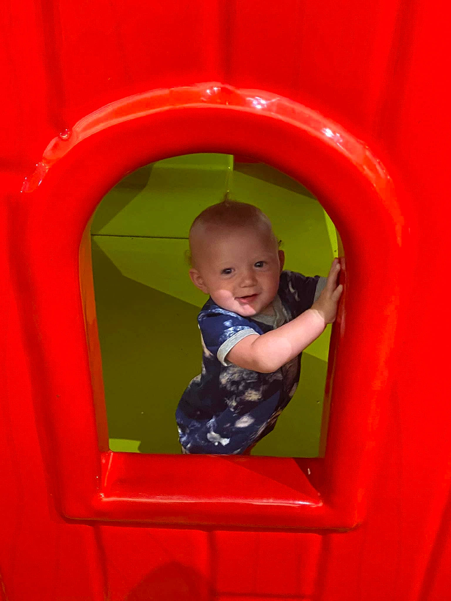 Braylon is registered to the contest to win money with this photo: baby, baby_toddler_clothing, beauty, child, chute, city, fixture, fun, happy, human_settlement, joy, magenta, outdoor_play_equipment, person, play, playground, recreation, red, smile, snapshot