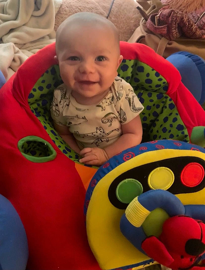 Hudson joined the competition — help win amazing prizes! arm, baby, baby_playing_with_toys, baby_toddler_clothing, cheek, child, eye, face, facial_expression, fun, happy, head, human_body, mouth, nose, organ, person, product, skin, smile