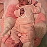 baby, blanket, child, cozy, crocheted_blanket, cute, hat, indoors, infant, newborn, pacifier, peaceful, pink_clothing, portrait, resting, sleeping, sleepwear, small_feet, small_hands, soft_texture