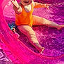 Darcey joined the competition — help win amazing prizes! child, toddler, pool, inflatable_pool, swimsuit, orange_bows, blonde_hair, water, outdoor, sunny, grass, toy, doll, pink, purple, play, summer, happy, splash, cute