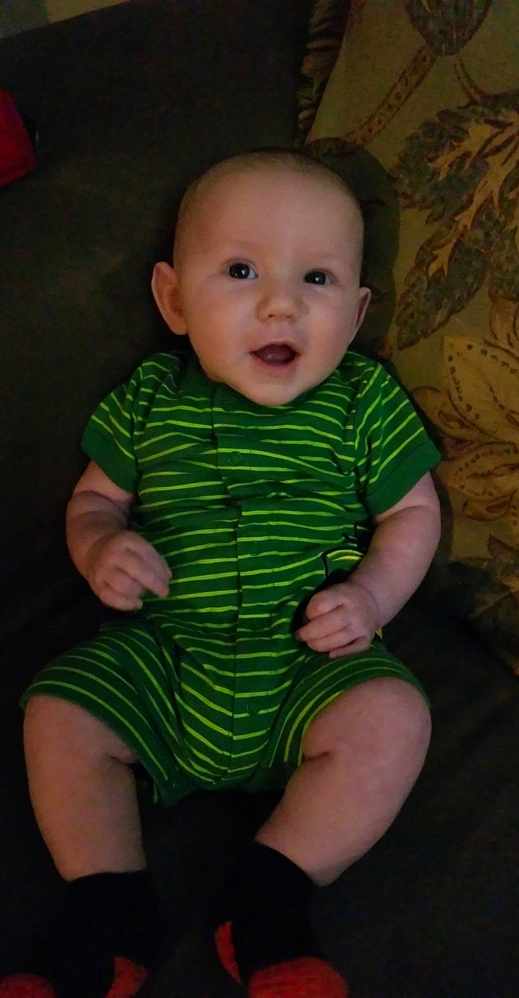 Wallace joined the competition — help win amazing prizes! arm, boy, cheek, child, day, eye, finger, green, head, infant, iris, mouth, person, product, sitting, skin, smile, standing, textile, toddler