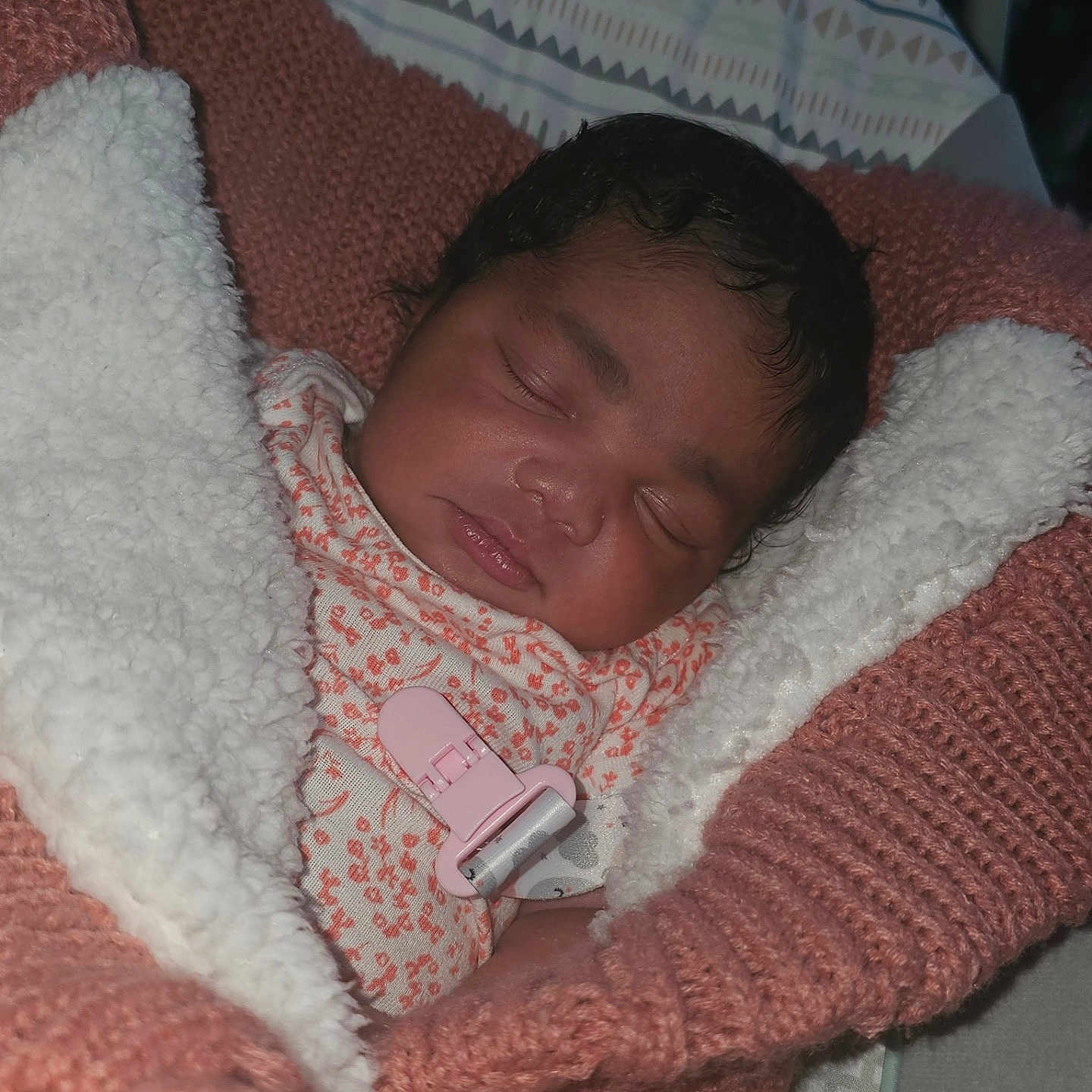 Aryah is registered to the contest to win money with this photo: architecture, baby, bed, blanket, building, clothing, cushion, face, furniture, glove, head, homedecor, hospital, knitwear, newborn, person, photography, portrait, quilt, sleeping