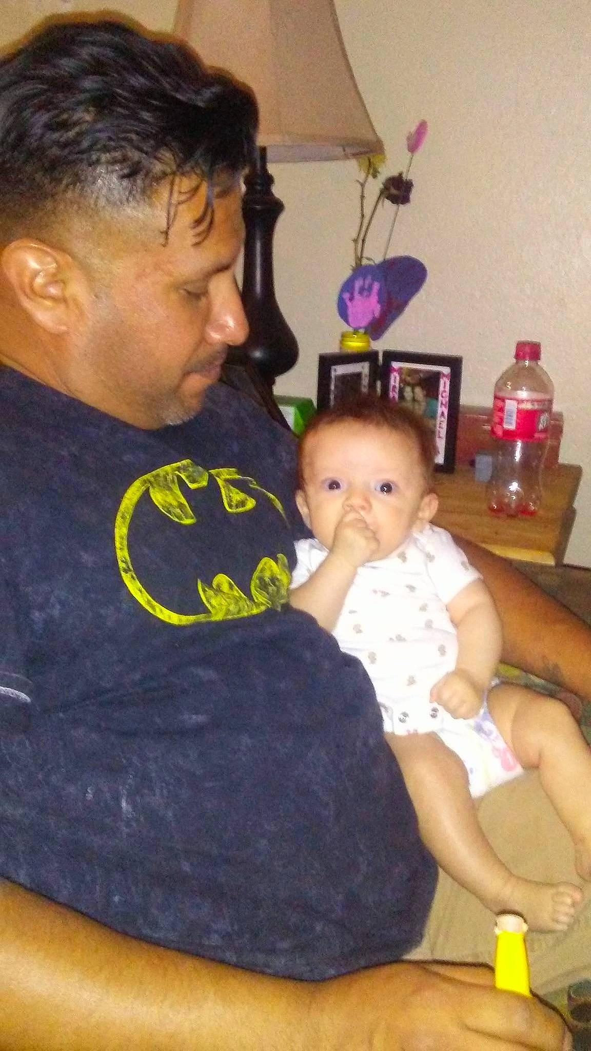 Nevaeha joined the competition — help win amazing prizes! arm, black_hair, child, daughter, father, person, sitting, toddler