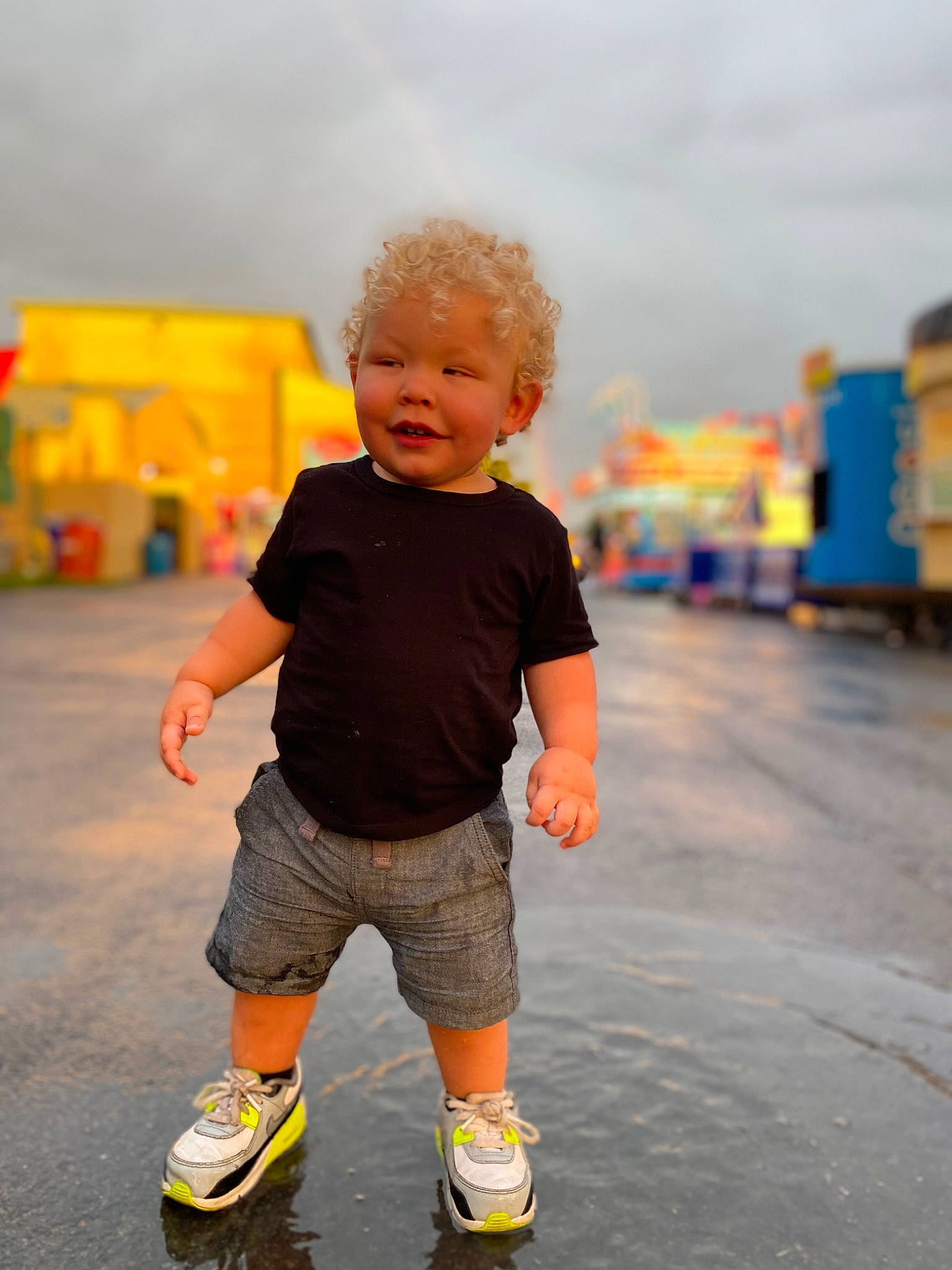 Cash joined the competition — help win amazing prizes! asphalt, child, cloud, electric_blue, flash_photography, fun, happy, leisure, orange, people_in_nature, person, play, recreation, shorts, sky, smile, standing, t_shirt, toddler, travel