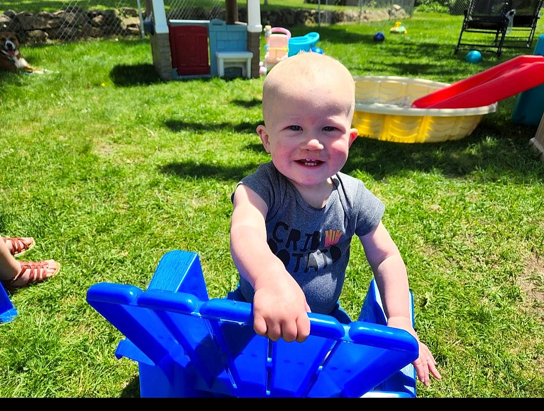 Jaylon is registered to the contest to win money with this photo: baby, baby_toddler_clothing, blue, child, electric_blue, fun, grass, happy, joy, lawn, leaf, leisure, outdoor_recreation, person, photograph, plant, recreation, shorts, smile, snapshot