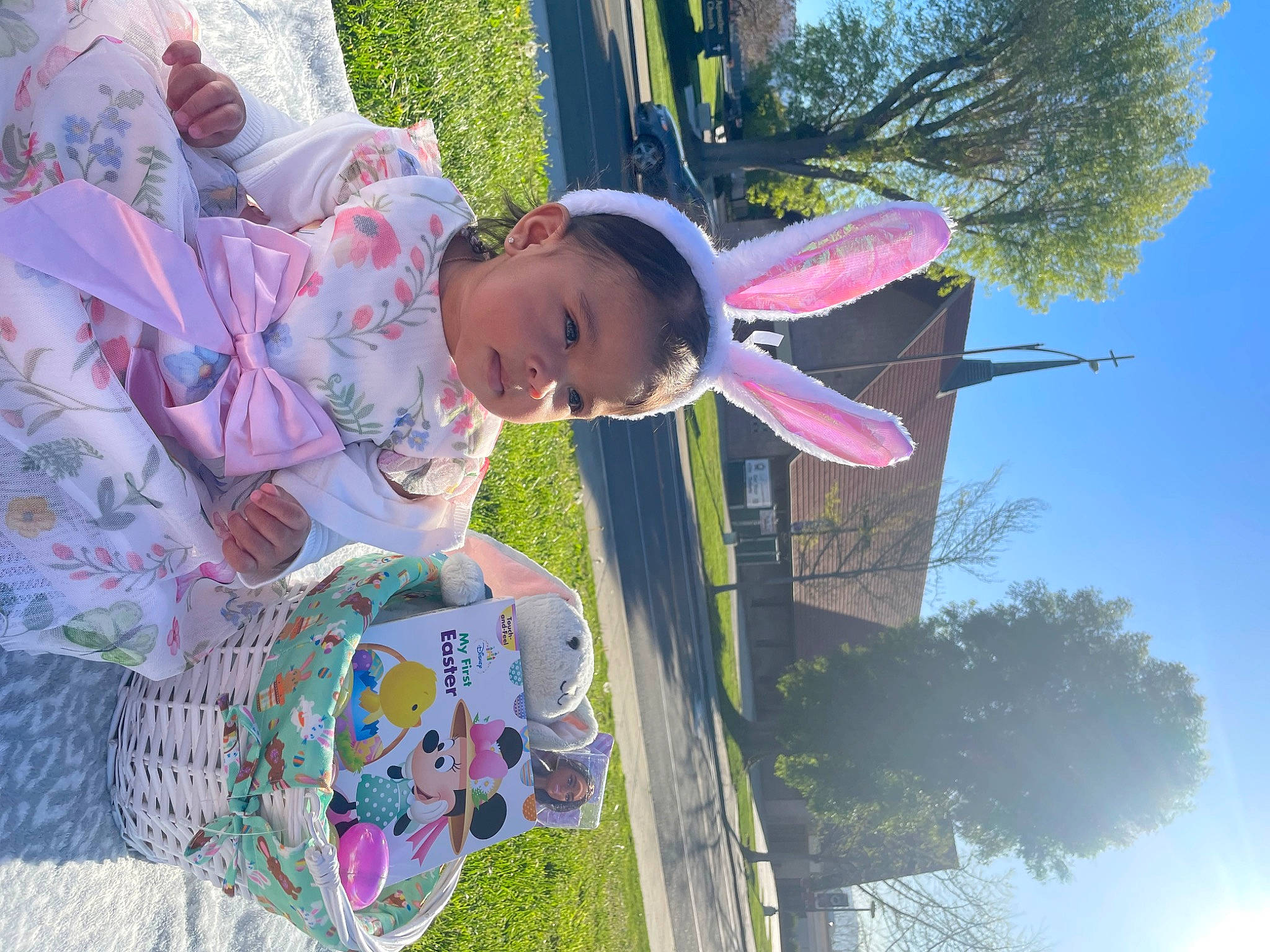 Kailani is registered to the contest to win money with this photo: baby, baby_toddler_clothing, child, fun, grass, happy, hat, leisure, magenta, pattern, person, pink, plant, play, pole, recreation, sky, toddler, tree, vacation