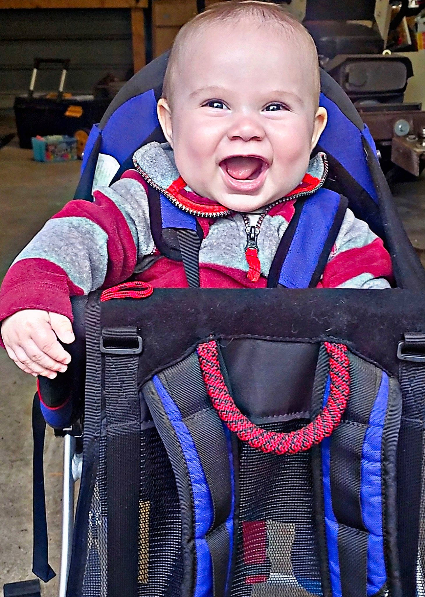 Oaklinn joined the competition — help win amazing prizes! baby, baby_products, baby_toddler_clothing, carmine, child, collar, costume, electric_blue, fashion_accessory, fun, happy, laugh, magenta, pattern, person, personal_protective_equipment, sleeve, smile, toddler