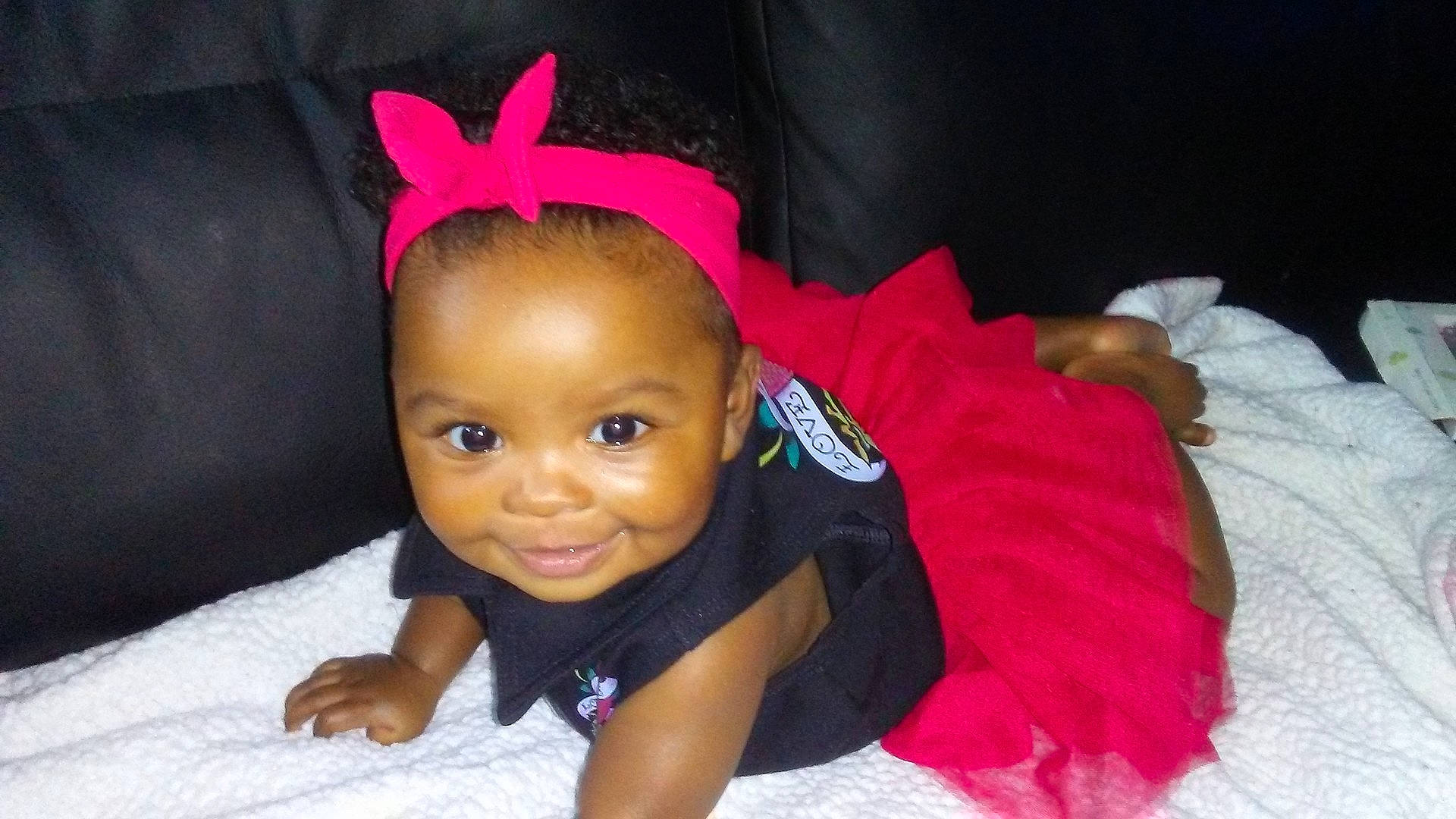 Winter Marie joined the competition — help win amazing prizes! cheek, child, ear, face, forehead, fun, girl, hair_accessory, head, infant, organ, person, pink, product, skin, smile, toddler