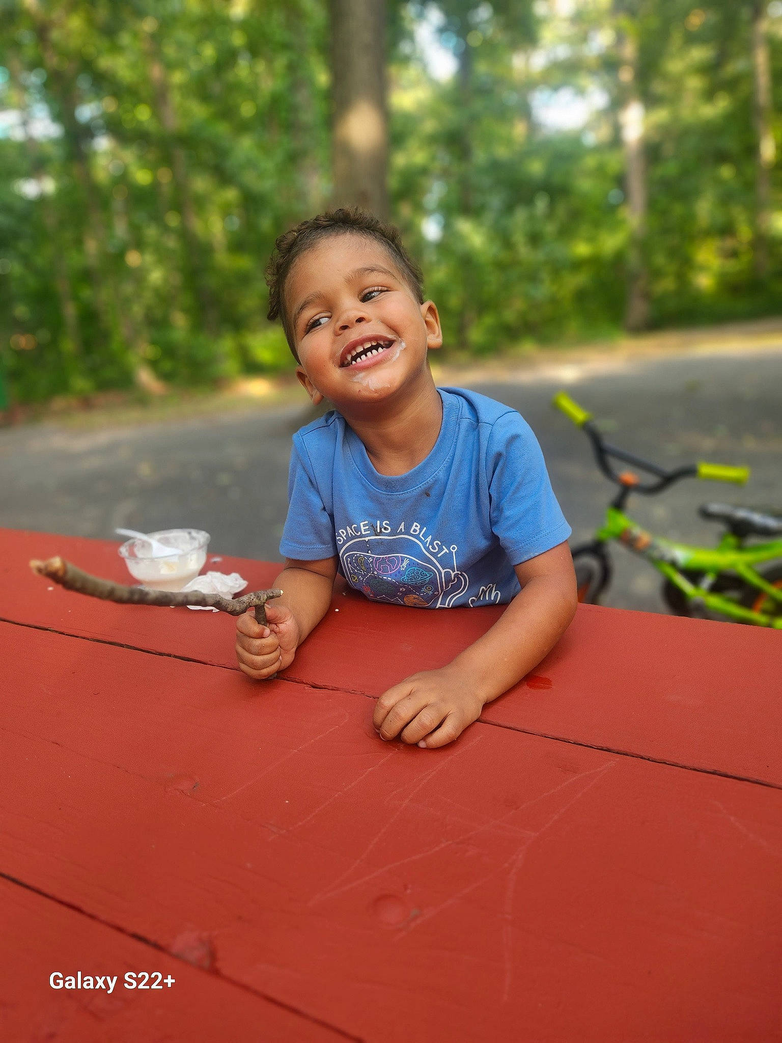 Kasen joined the competition — help win amazing prizes! baby, baby_toddler_clothing, child, flooring, fun, grass, happy, joy, leisure, nature, people_in_nature, person, recreation, sitting, skin, smile, soil, summer, t_shirt, toddler