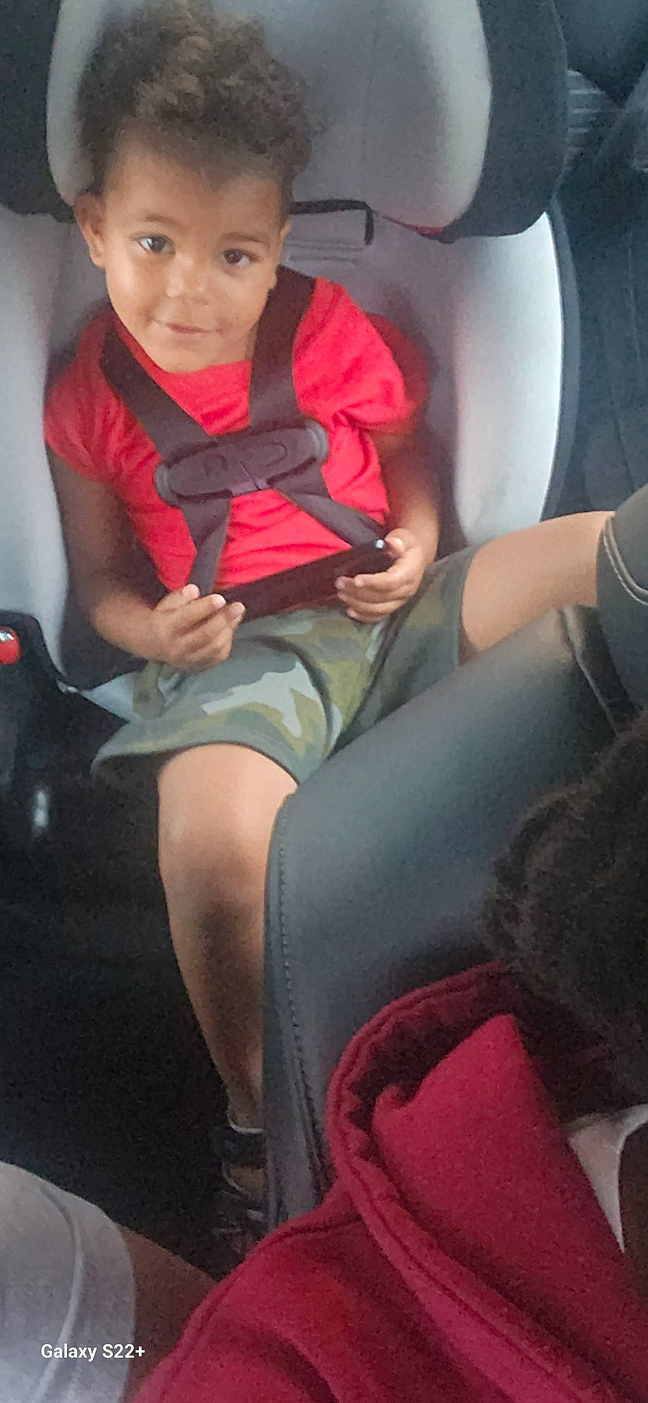 Kasen joined the competition — help win amazing prizes! auto_part, automotive_design, car_seat, comfort, finger, fun, hand, head_restraint, human_leg, joint, knee, lap, leg, motor_vehicle, mouth, person, seat_belt, shorts, thigh, toddler