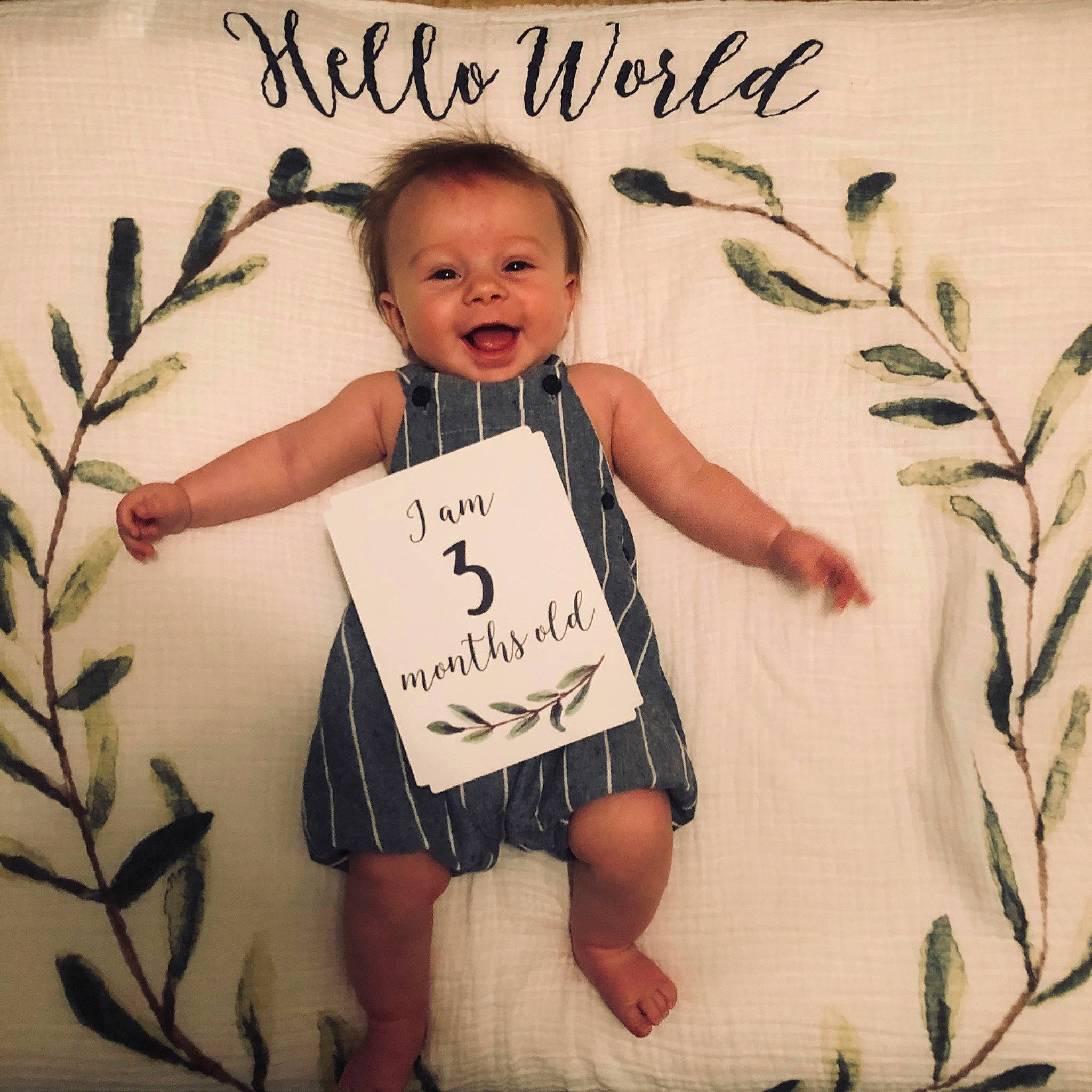 Huxley joined the competition — help win amazing prizes! baby, baby_toddler_clothing, child, facial_expression, happy, laugh, pattern, person, photography, plant, product, room, smile, t_shirt, toddler, tree