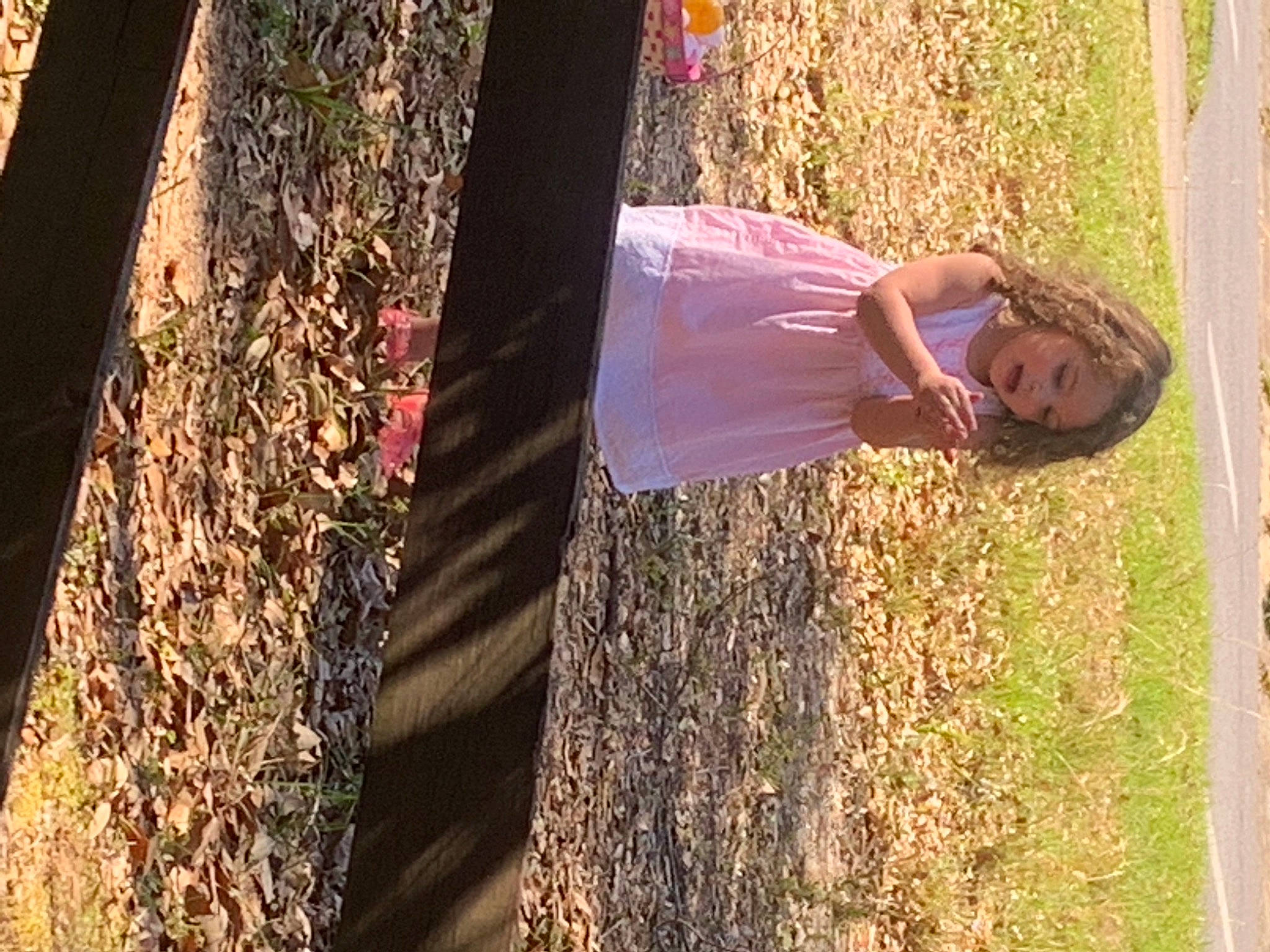 Sophia joined the competition — help win amazing prizes! dress, fun, grass, hairstyle, happy, leisure, people_in_nature, person, plant, shadow, smile, soil, street_fashion, sunlight, tints_and_shades, tree, trunk, waist, wall, wood