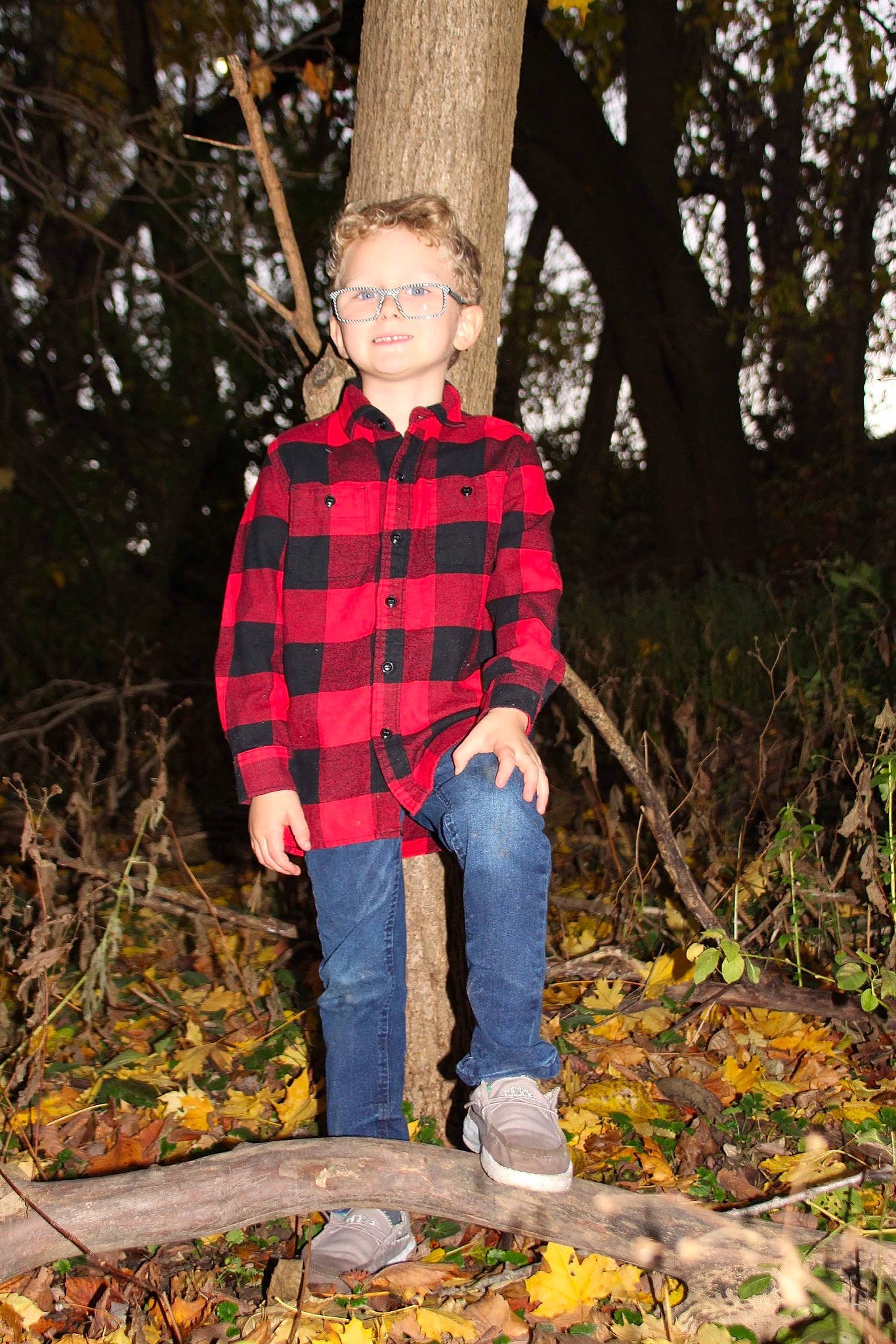 Tristan joined the competition — help win amazing prizes! botany, branch, deciduous, grass, jeans, leg, natural_environment, nature, people_in_nature, person, plaid, plant, shoe, sneakers, sunlight, tartan, tree, trousers, twig, wood