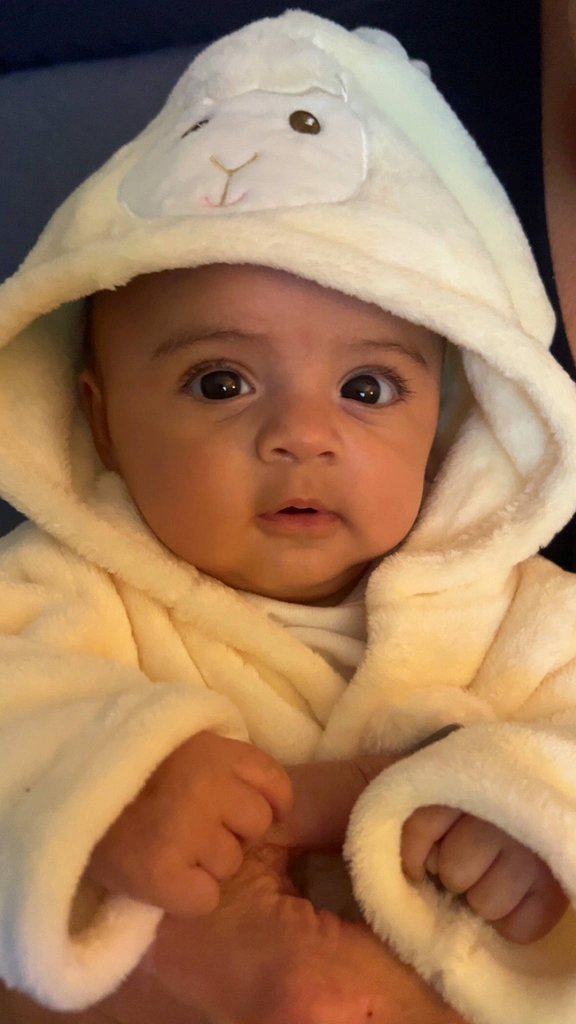 Reya is registered to the contest to win money with this photo: baby, baby_toddler_clothing, cap, cheek, chin, eye, eyebrow, face, headgear, headwear, human_body, iris, lip, mouth, nose, organ, outerwear, person, skin, smile