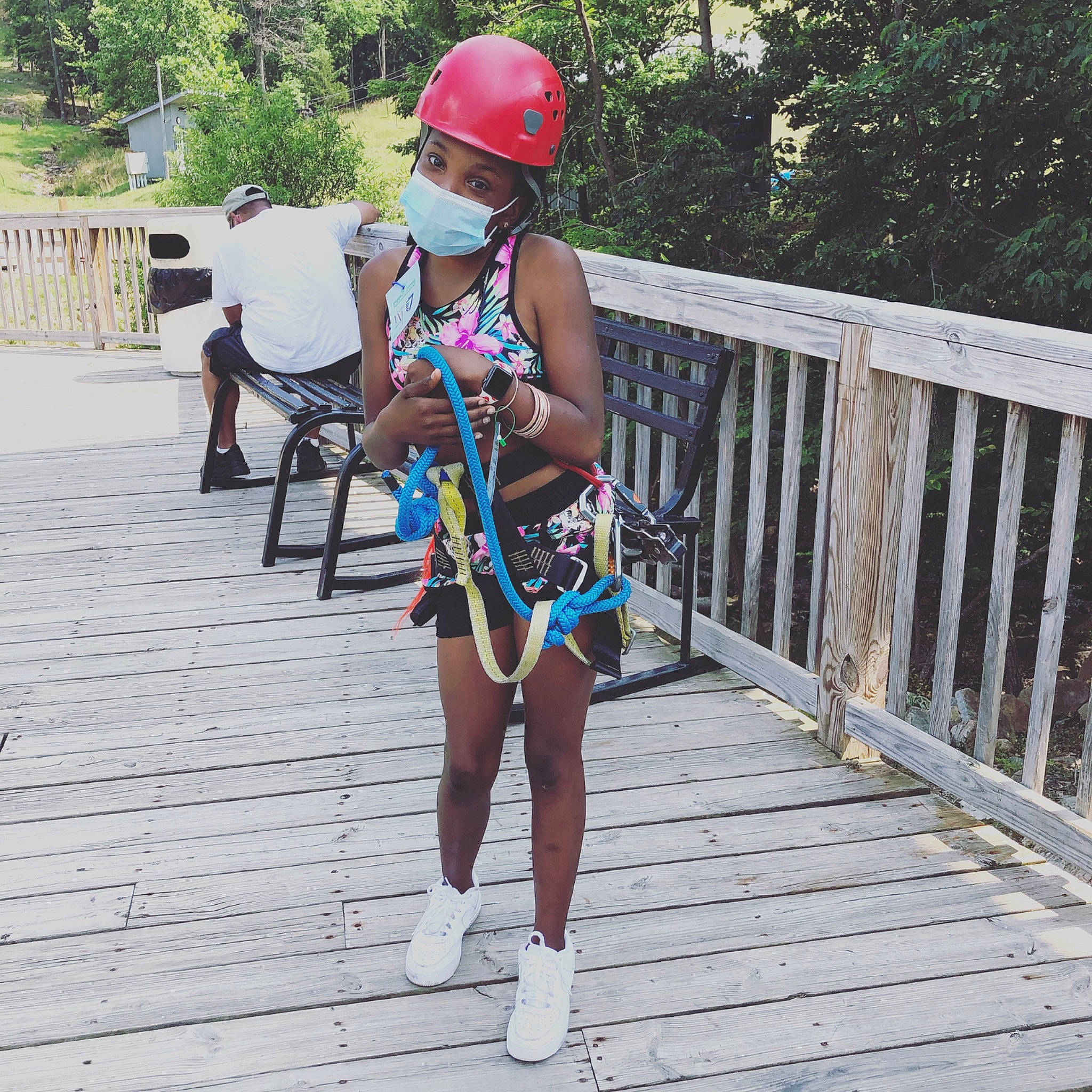 Kennedy joined the competition — help win amazing prizes! adventure, fashion_accessory, headgear, leg, leisure, neck, person, personal_protective_equipment, plant, recreation, shorts, street_fashion, style, summer, vacation