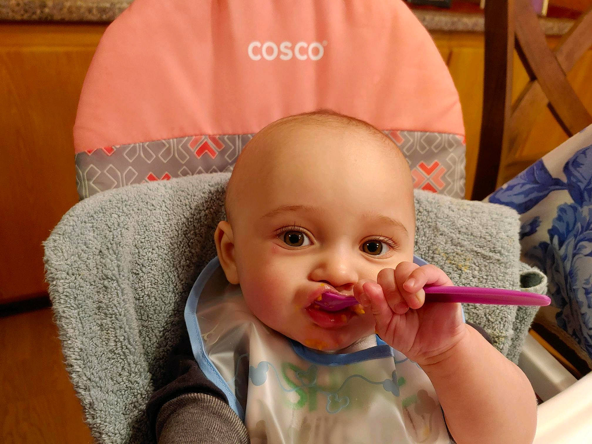 Keith joined the competition — help win amazing prizes! baby, baby_products, baby_toddler_clothing, cheek, child, eyelash, fun, gesture, hand, happy, headgear, lip, mouth, nose, person, sitting, skin, smile, tableware, thumb