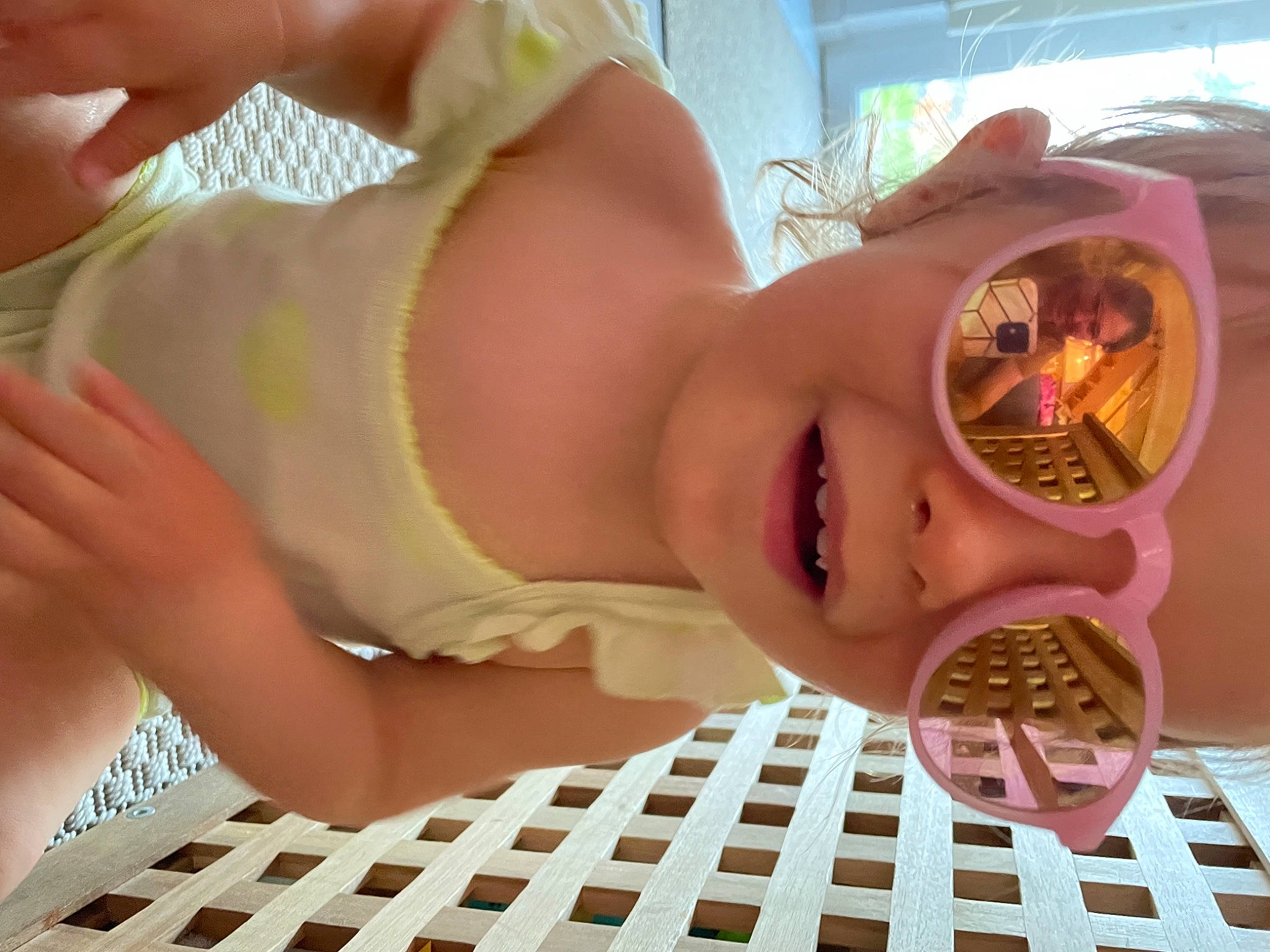 Cléo participe au concours pour gagner de l'argent avec cette photo : baby, child, eyelash, eyewear, finger, glasses, hand, happy, hat, helmet, joy, lip, mouth, nail, neck, nose, person, skin, sunglasses, thumb