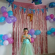 Alikisya participe au concours pour gagner de l'argent avec cette photo : balloons, barefoot, birthday, celebration, child, colorful, decorations, dress, festive, floor, girl, happy, headband, indoor, number_balloon, party, posing, princess, smile, streamers