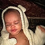 baby, child, towel, hood, fluffy, blanket, face, skin, expression, indoor, sleepy, cute, infant, childhood, person, young, portrait, soft, warm, cozy