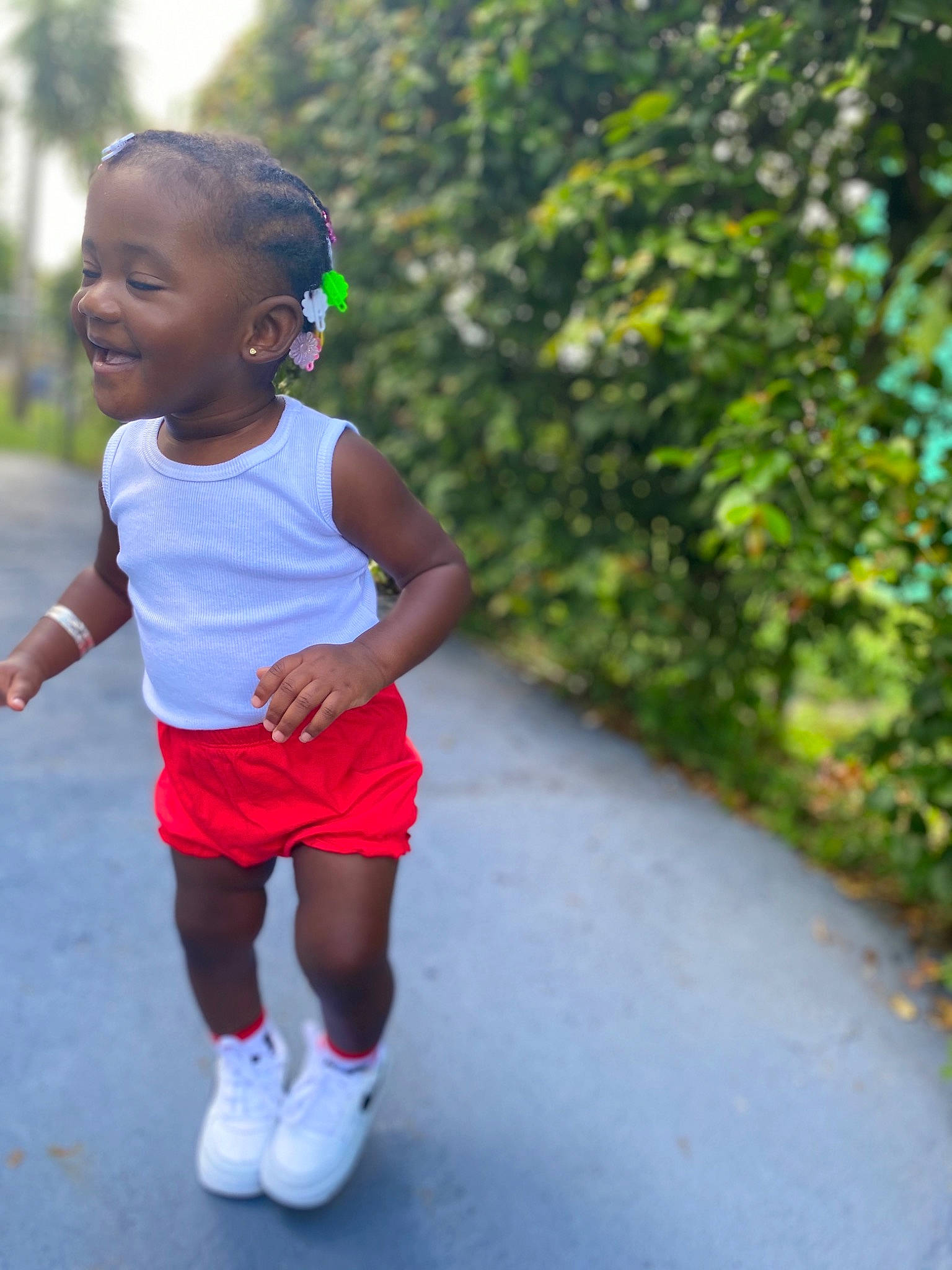 Skylar joined the competition — help win amazing prizes! adaptation, baby, child, green, happy, leisure, people, person, pink, plant, play, recreation, red, running, skin, summer, toddler, tree, vacation, walking