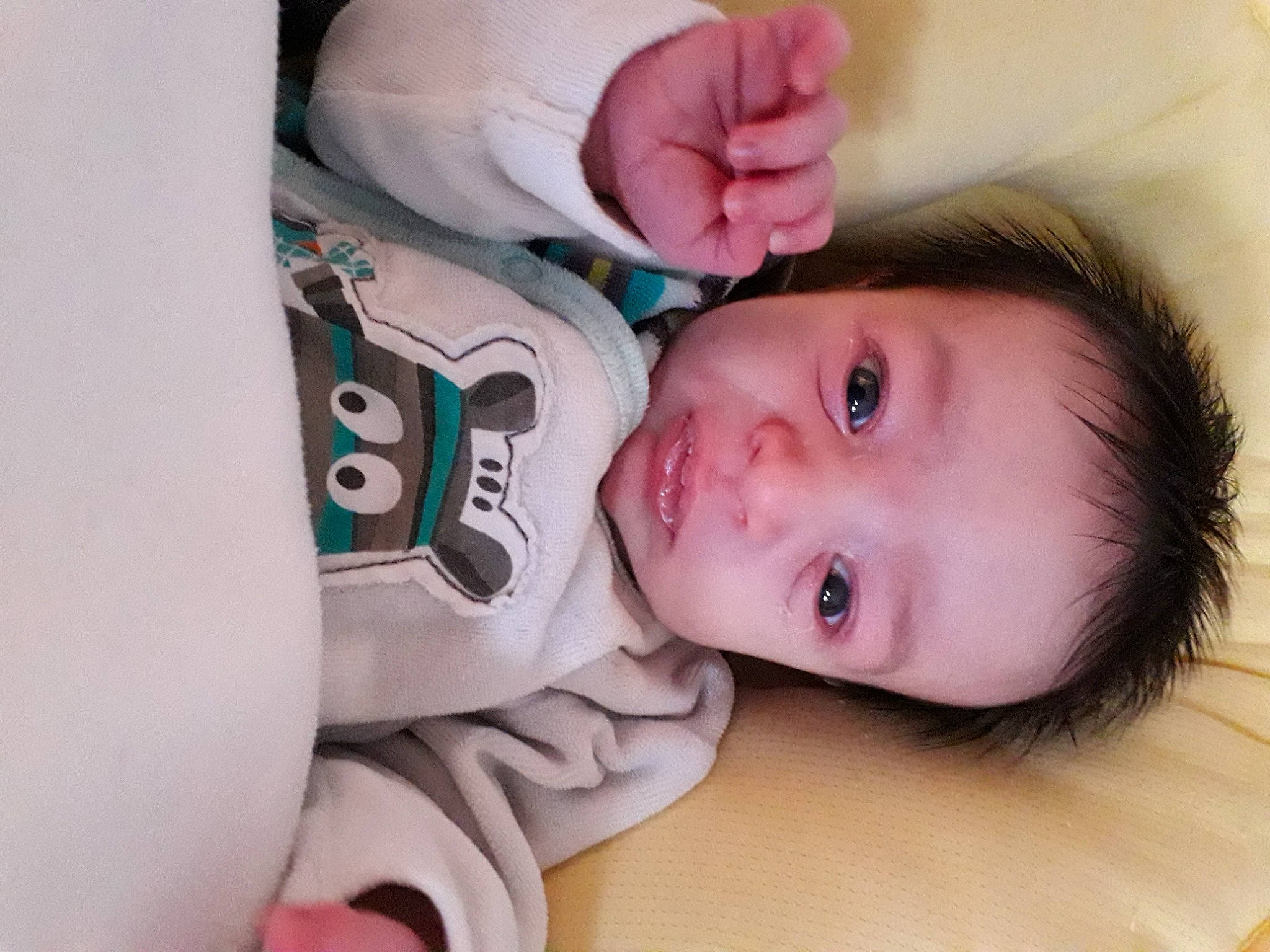 Lucas participe au concours pour gagner de l'argent avec cette photo : baby, bedtime, cheek, child, ear, eye, finger, head, lip, mouth, nose, person, skin, toddler