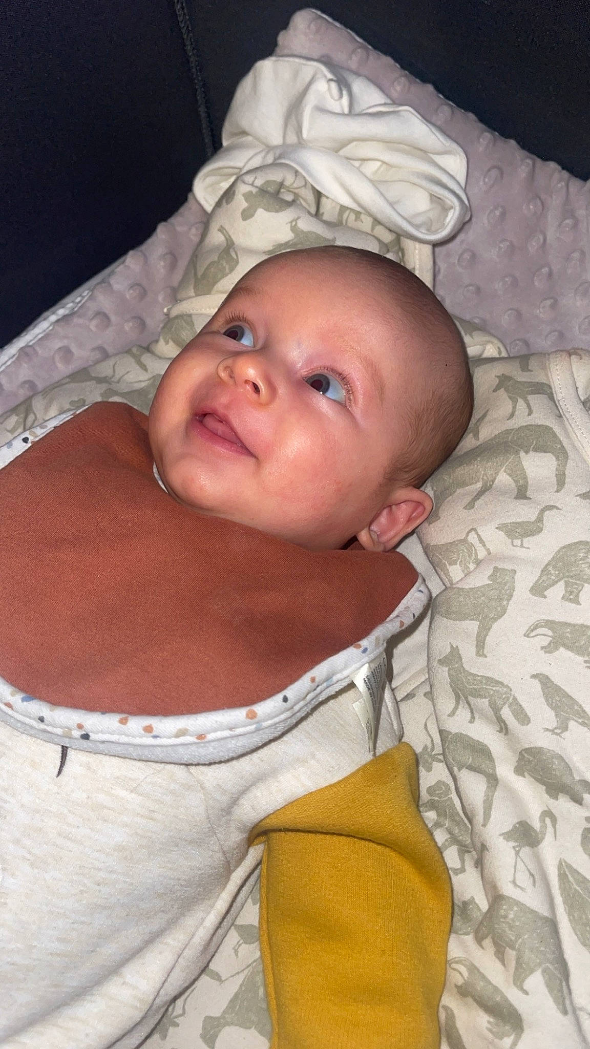 Aïden a rejoint le concours — aidez-le/la à gagner de superbes lots ! baby, baby_products, baby_toddler_clothing, cheek, comfort, eye, eyebrow, face, happy, head, headgear, linens, lip, mouth, nose, person, skin, sleeve, smile, textile