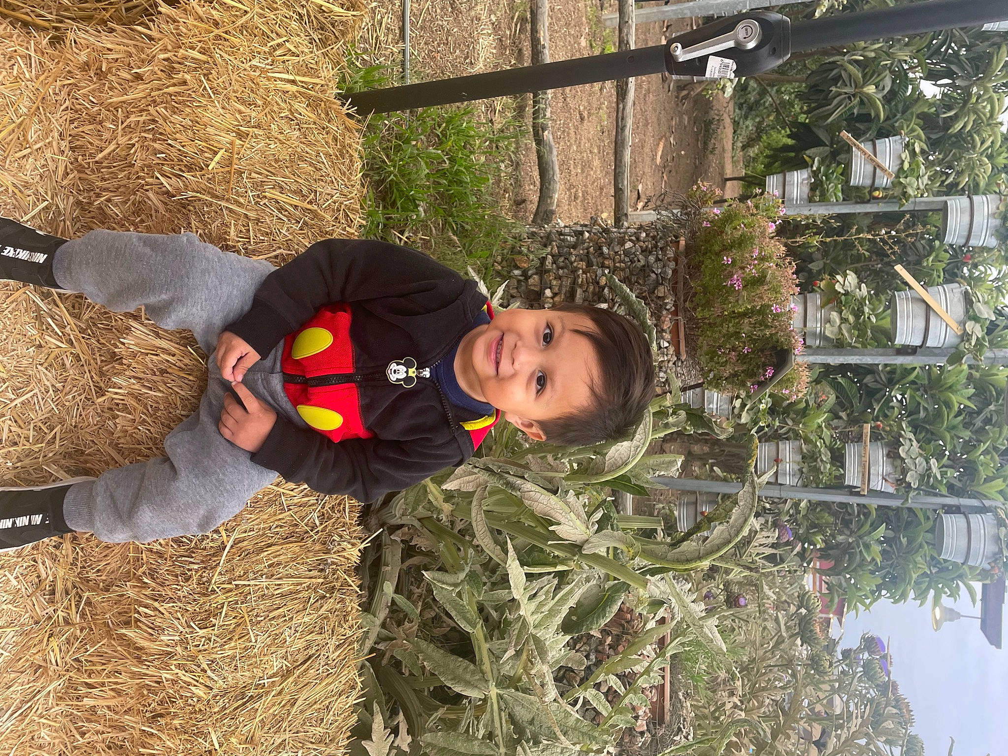 Sebastian is registered to the contest to win money with this photo: fun, grass, hat, joy, people_in_nature, person, plant, sky, soil, toddler, tree, water, winter, wood