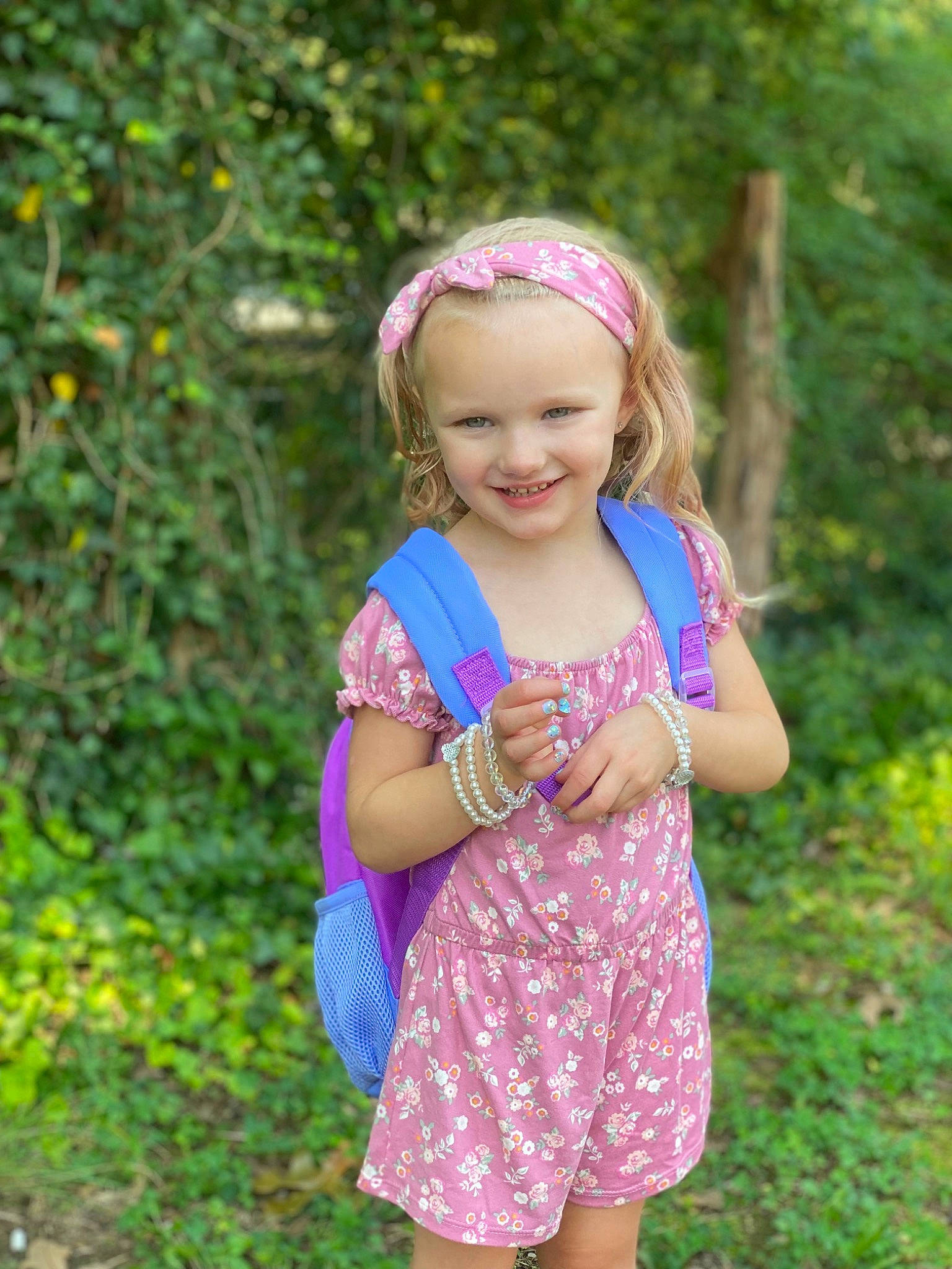 Annabella joined the competition — help win amazing prizes! baby_toddler_clothing, clothing, dress, eye, face, grass, hair, hand, happy, head, joy, magenta, people_in_nature, person, pink, plant, purple, skin, smile, summer