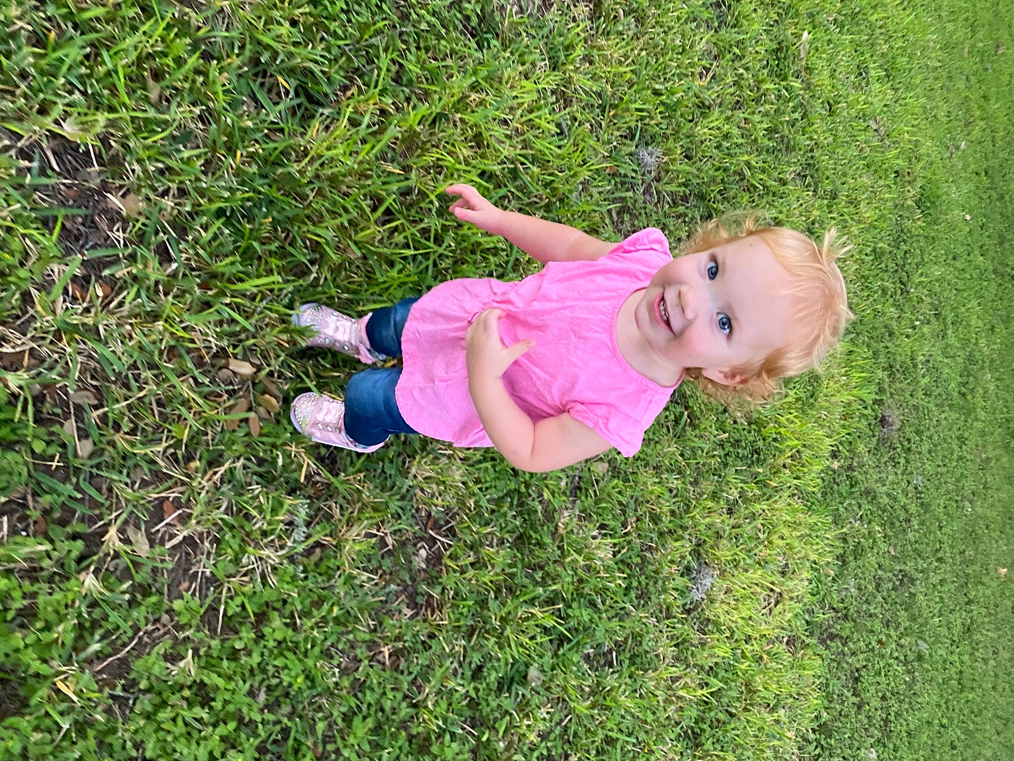 Delylah is registered to the contest to win money with this photo: baby, baby_toddler_clothing, botany, child, fun, grass, grass_family, grassland, groundcover, happy, joy, lawn, leisure, magenta, meadow, people_in_nature, person, plant, prairie, smile