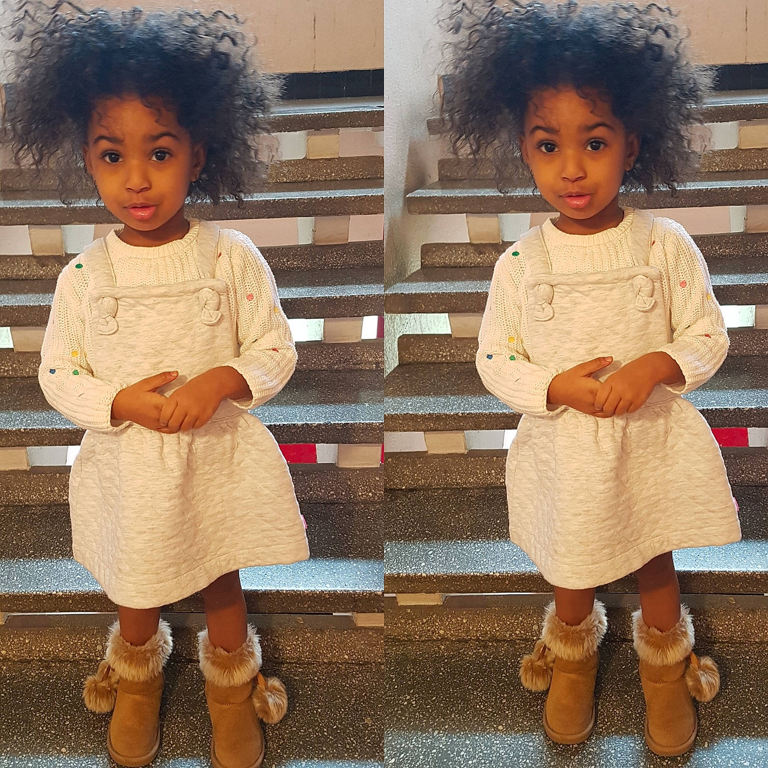 Nai participe au concours pour gagner de l'argent avec cette photo : afro, beige, child, clothing, dress, face, fashion, footwear, hair, hairstyle, head, joint, outerwear, person, shoe, sleeve, standing, toddler, toy, vintage_clothing