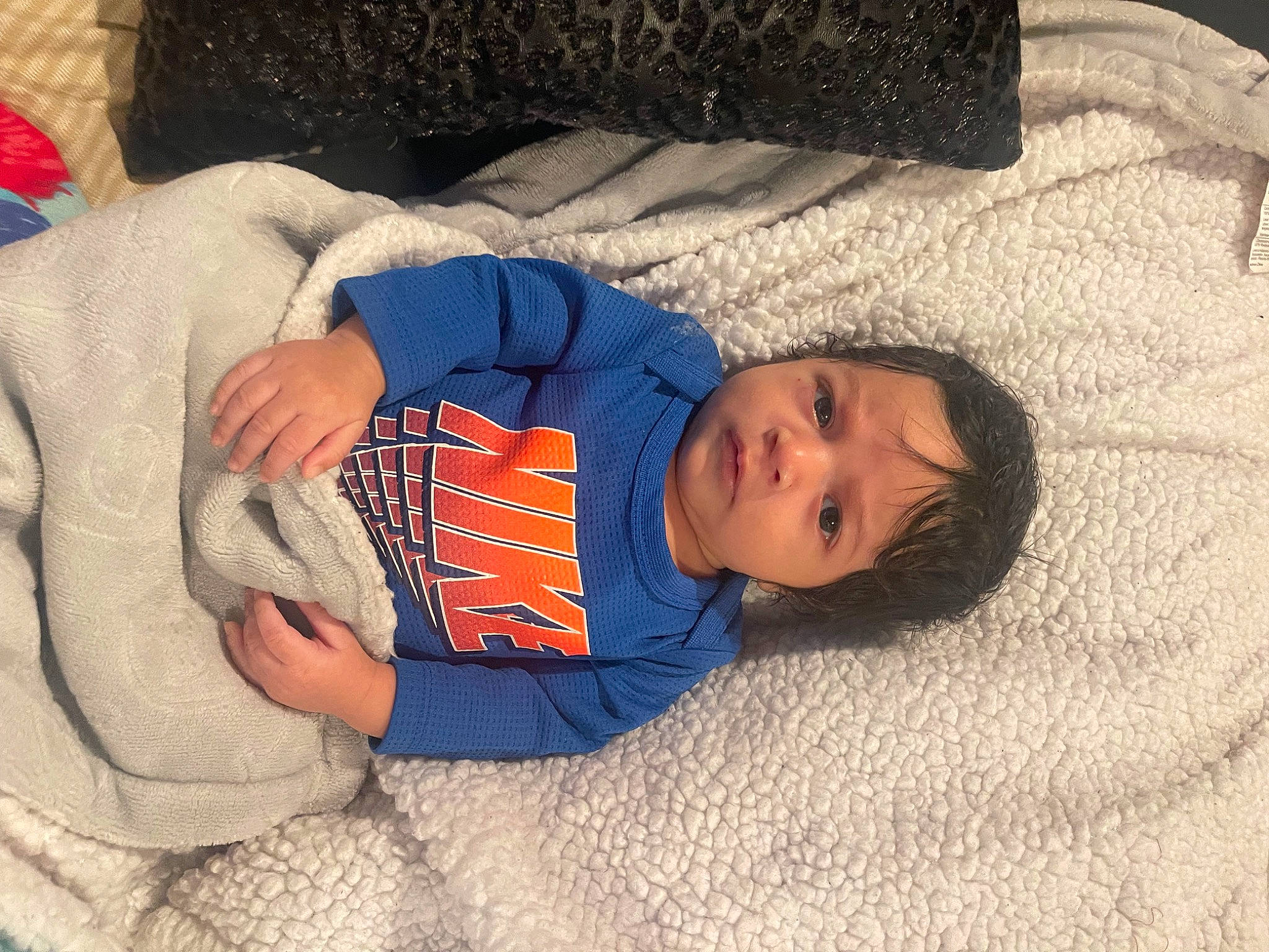 Marquez Antonio West joined the competition — help win amazing prizes! arm, baby, baby_sleeping, baby_toddler_clothing, bedtime, child, comfort, denim, elbow, electric_blue, linens, nap, person, room, sitting, sleeve, t_shirt, textile, toddler, tree