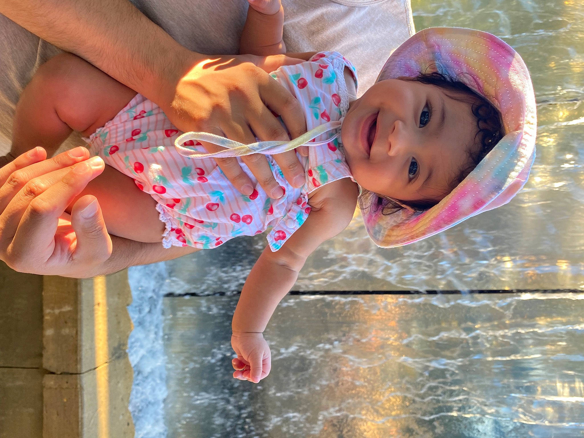 Eliana joined the competition — help win amazing prizes! baby, baby_toddler_clothing, child, foot, fun, hand, happy, headwear, human_leg, joy, leisure, pattern, person, pink, play, recreation, skin, smile, summer, sun_hat