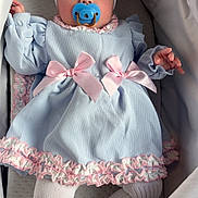 Elda-Rose joined the competition — help win amazing prizes! adorable, baby, bassinet, blue_dress, child, comfortable, cozy, crib, cute, headband, indoors, infant, lying_down, newborn, pacifier, pink_bows, portrait, sleepwear, soft_lighting, white_tights