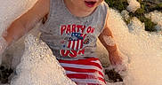 Benjamin is registered to the contest to win money with this photo: child, toddler, foam, bubbles, outdoor, sunlight, smiling, sitting, portrait, playful, blond_hair, gray_shirt, striped_clothing, usa_design, grass, park, soap, bath, happy, summer