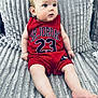 Lévy a rejoint le concours — aidez-le/la à gagner de superbes lots ! baby, child, red_clothing, sitting, blanket, curious, indoors, portrait, foot, face, head, young, soft_texture, comfort, infant, cute, expression, person, apparel, couch