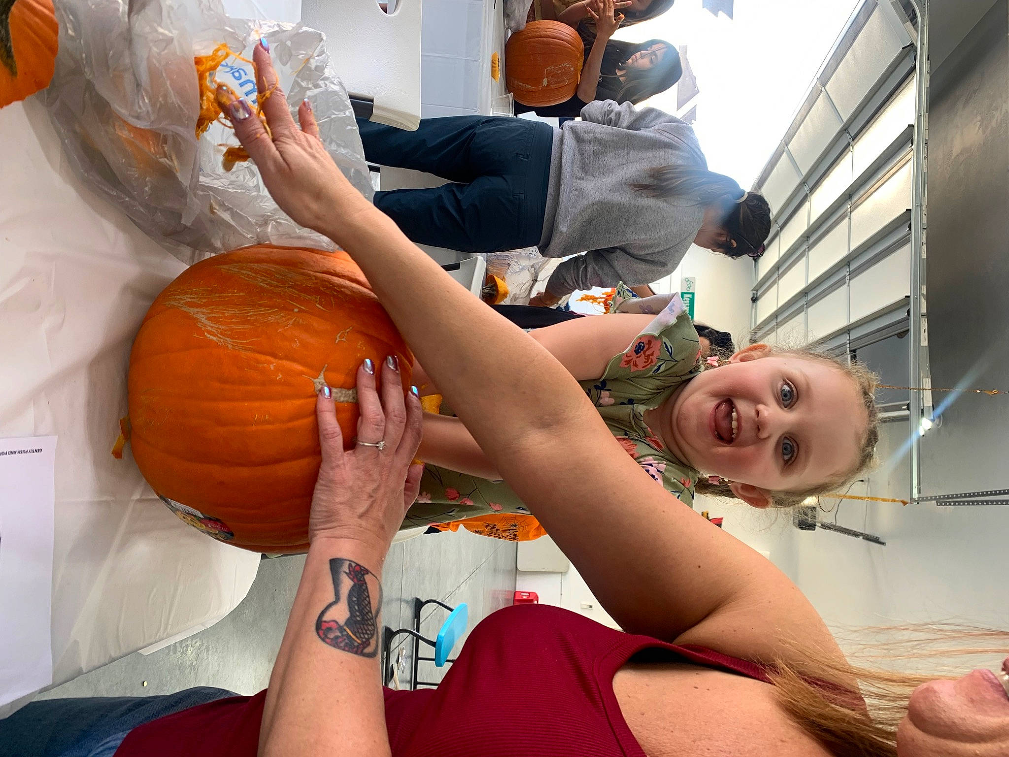 Everleigh joined the competition — help win amazing prizes! art, calabaza, cucurbita, elbow, event, fun, gourd, hand, happy, human_leg, leisure, local_food, mouth, natural_foods, orange, person, pumpkin, squash, thigh, vegetable