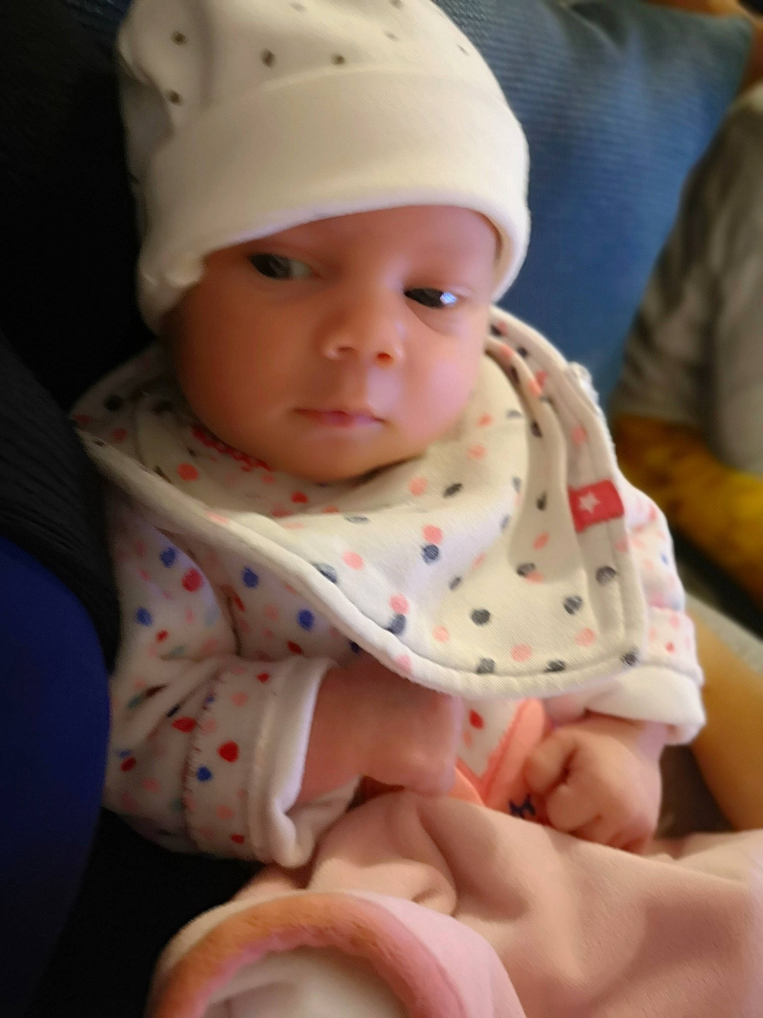 Abby a rejoint le concours — aidez-le/la à gagner de superbes lots ! baby, baby_toddler_clothing, cap, cheek, child, chin, comfort, eye, fashion_accessory, gesture, happy, head, headwear, knit_cap, lip, mouth, nose, person, product, skin