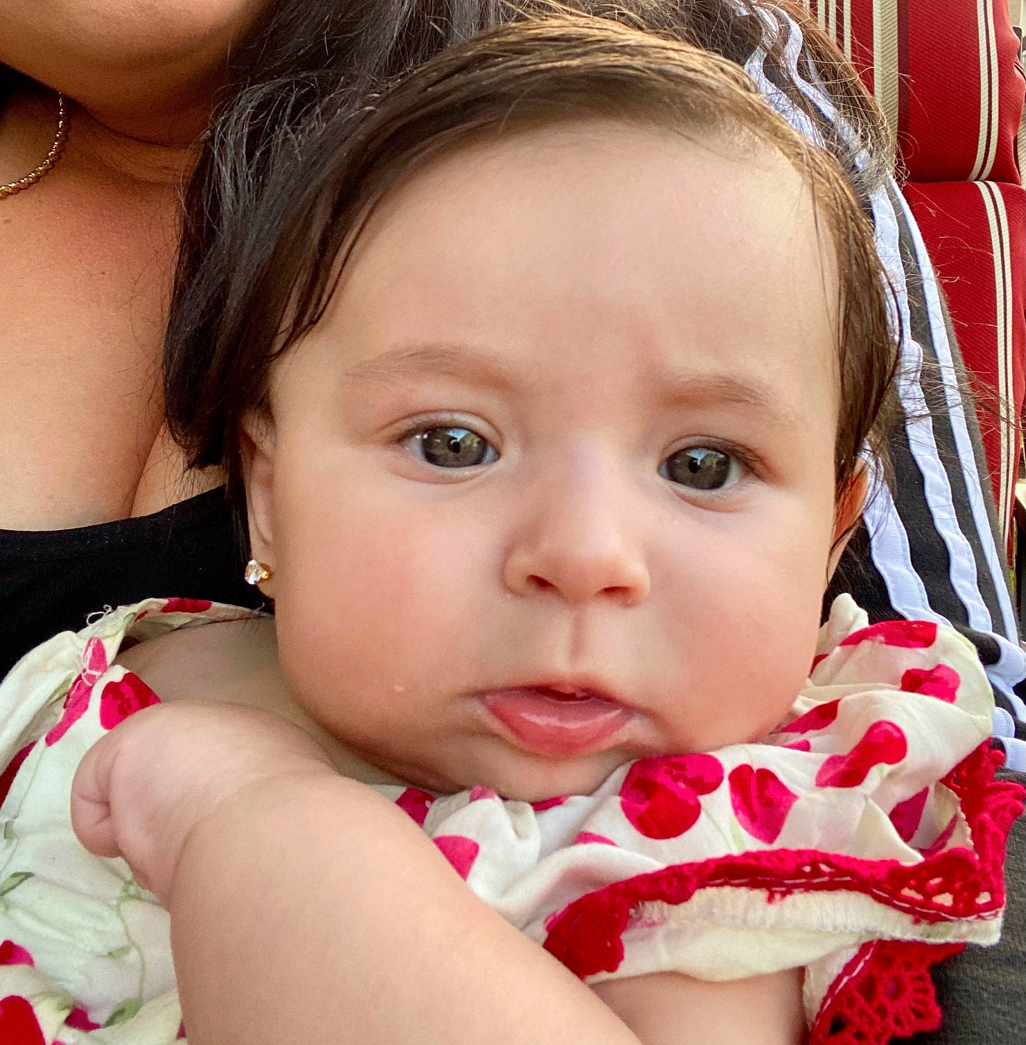 Bianca joined the competition — help win amazing prizes! baby, baby_toddler_clothing, cheek, chin, dress, ear, eyebrow, eyelash, hair, happy, head, human, iris, lip, mouth, neck, nose, person, pink, skin