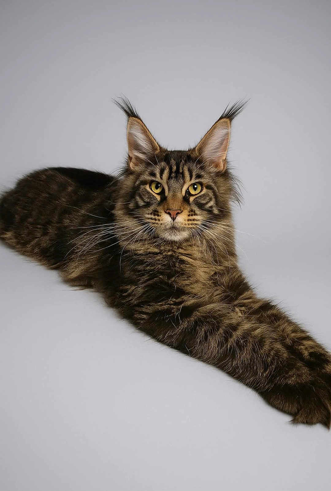 Aslan participe au concours pour gagner de l'argent avec cette photo : cat, tabby, long_hair, yellow_eyes, ears, whiskers, fur, pet, animal, lying_down, studio, portrait, feline, close_up, looking_at_camera, domestic_cat, mammal, cute, fluffy, indoor